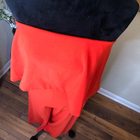 Molly Green Coral Red Strapless Wide Leg Jumpsuit - Picture 4 of 10